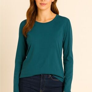 Elegant Teal Long Sleeve Women's Top